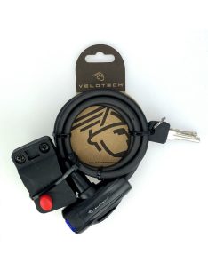   Velotech 8x1000mm kulcsos spirál kerékpár lakat füst színű