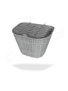   Kerékpár első kosár fedeles műanyag rattan szürke fix BT