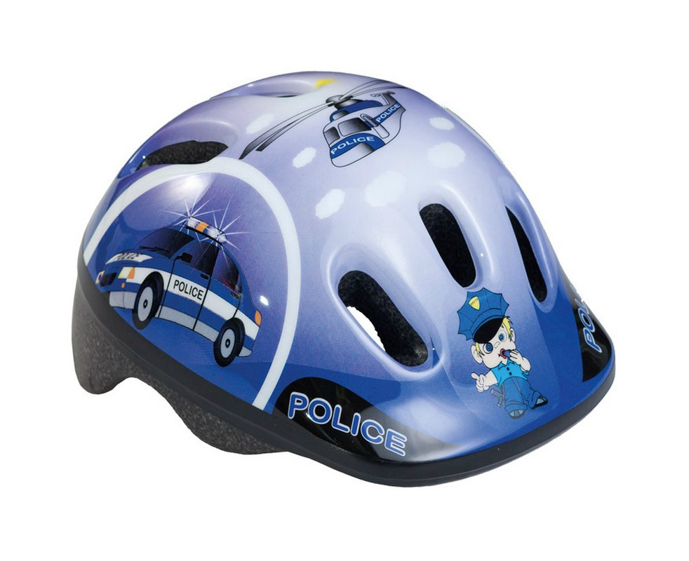 BikeFun Ducky Police rendőrautós gyermek kerékpáros fejvédő XS (44-48)